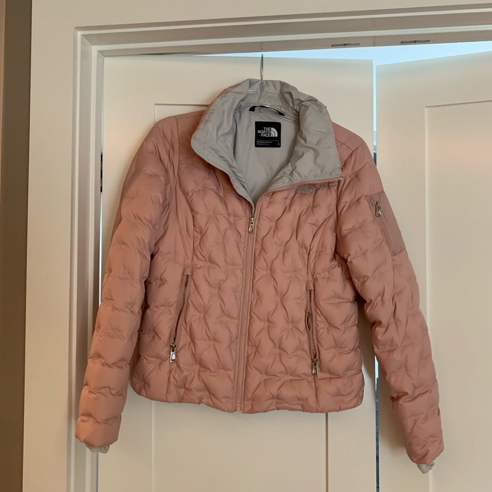 North Face pink down puffer jacket Women’s Large
